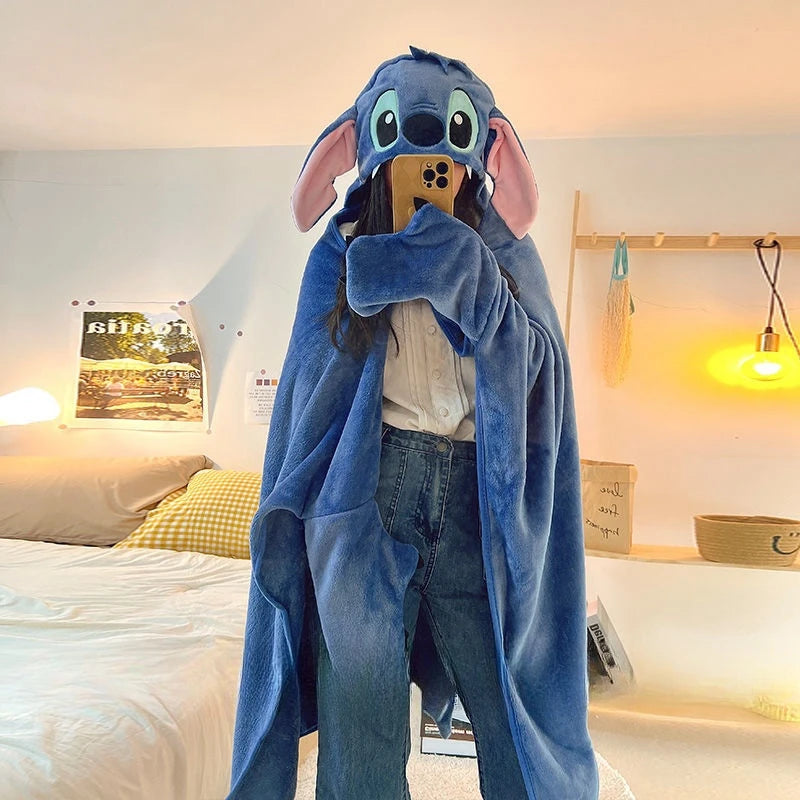 Stitch Hooded Cloak Blanket. Big Blanket With Hat Stitch Warm Blanket
