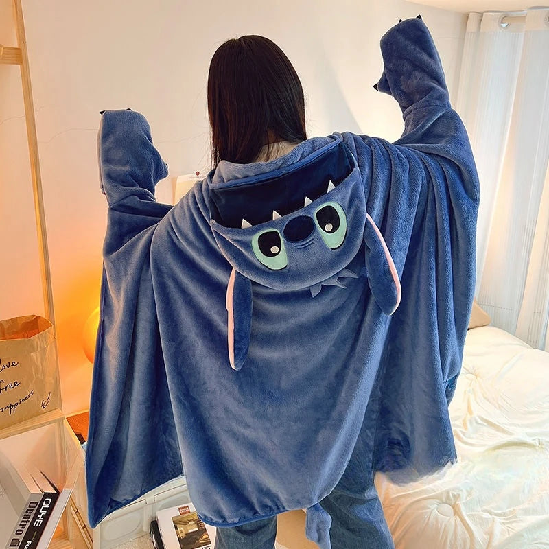 Stitch Hooded Cloak Blanket. Big Blanket With Hat Stitch Warm Blanket