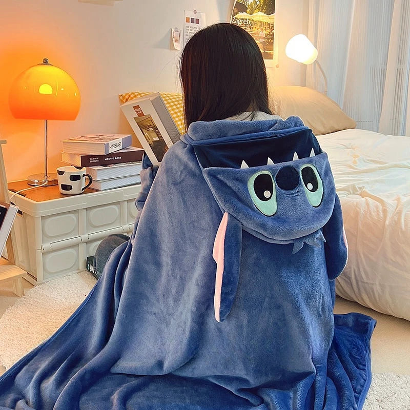 Stitch Hooded Cloak Blanket. Big Blanket With Hat Stitch Warm Blanket