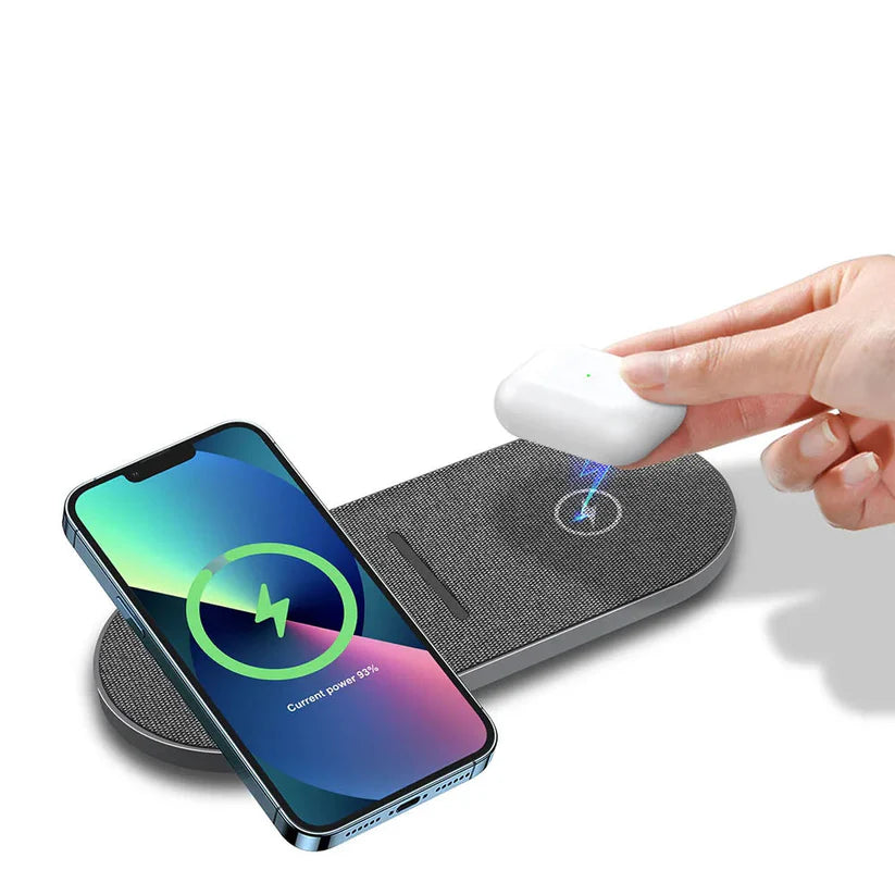Fast Dual 2 in 1 Wireless Charger Pad for iPhone 8 X XR XS 14 13 12 11 Max Samsung S21 S20 Induction Charging For Airpods 3 Pro