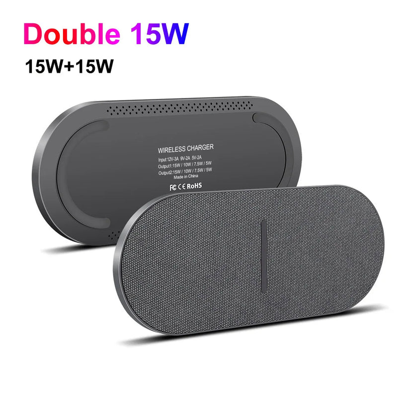 Fast Dual 2 in 1 Wireless Charger Pad for iPhone 8 X XR XS 14 13 12 11 Max Samsung S21 S20 Induction Charging For Airpods 3 Pro