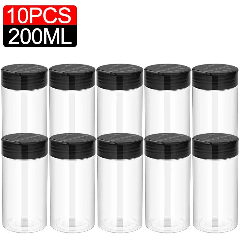 10/1PCS Clear Spices Bottle Salt Pepper Shakers Plastic Barbecue Seasoning Jars Condiment Box Home Kitchen Powder Storage Can