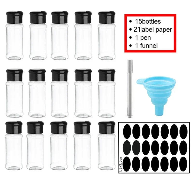 Spice Jars Set 5/10/15/20PC Jars for Spices Salt and Pepper Shaker Seasoning Jar Spice Organizer Plastic Barbecue Condiment