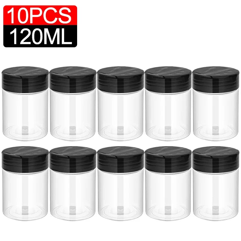 10/1PCS Clear Spices Bottle Salt Pepper Shakers Plastic Barbecue Seasoning Jars Condiment Box Home Kitchen Powder Storage Can