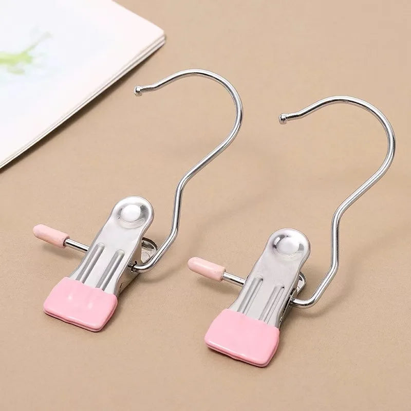 10pcs Stainless Steel Clothespins with Hook - Laundry Organizer & Portable Hanging Clip for Efficient Clothes Management