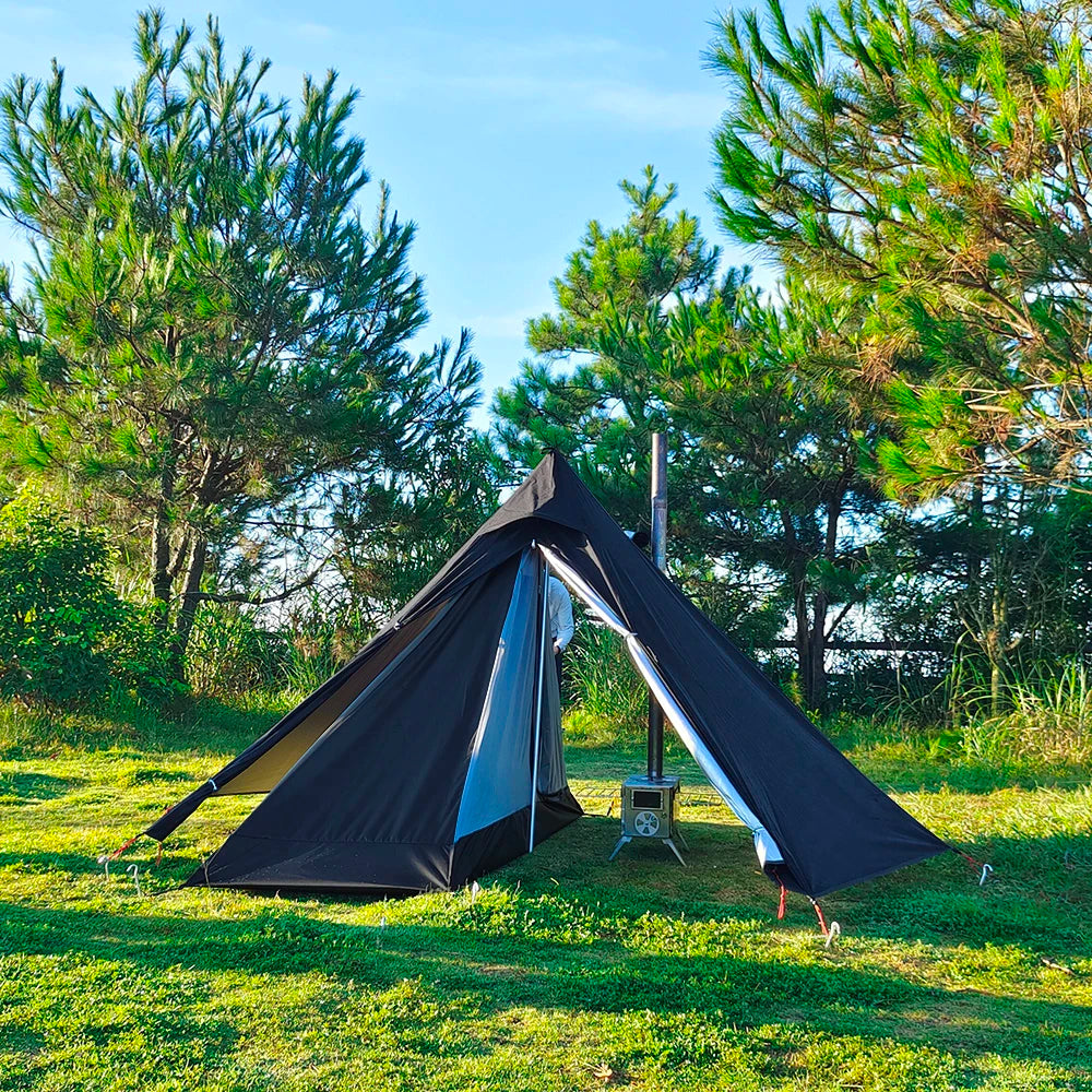 🔥 Ultralight 1-Person Camping Hot Tent ⛺ Pyramid Tipi Design | Double Layer | Chimney Window | Bushcraft & Outdoor Adventure Ready 🚀