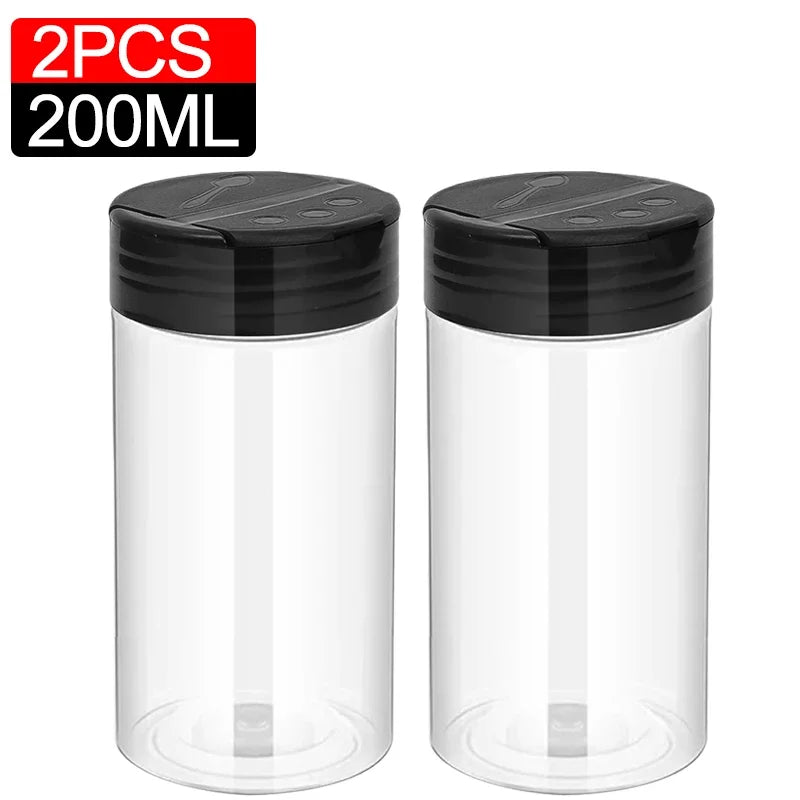 10/1PCS Clear Spices Bottle Salt Pepper Shakers Plastic Barbecue Seasoning Jars Condiment Box Home Kitchen Powder Storage Can