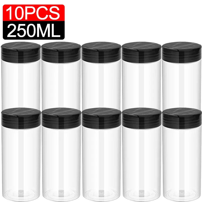 10/1PCS Clear Spices Bottle Salt Pepper Shakers Plastic Barbecue Seasoning Jars Condiment Box Home Kitchen Powder Storage Can