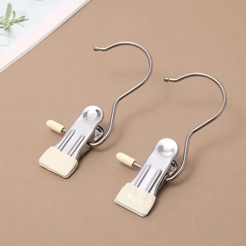 10pcs Stainless Steel Clothespins with Hook - Laundry Organizer & Portable Hanging Clip for Efficient Clothes Management