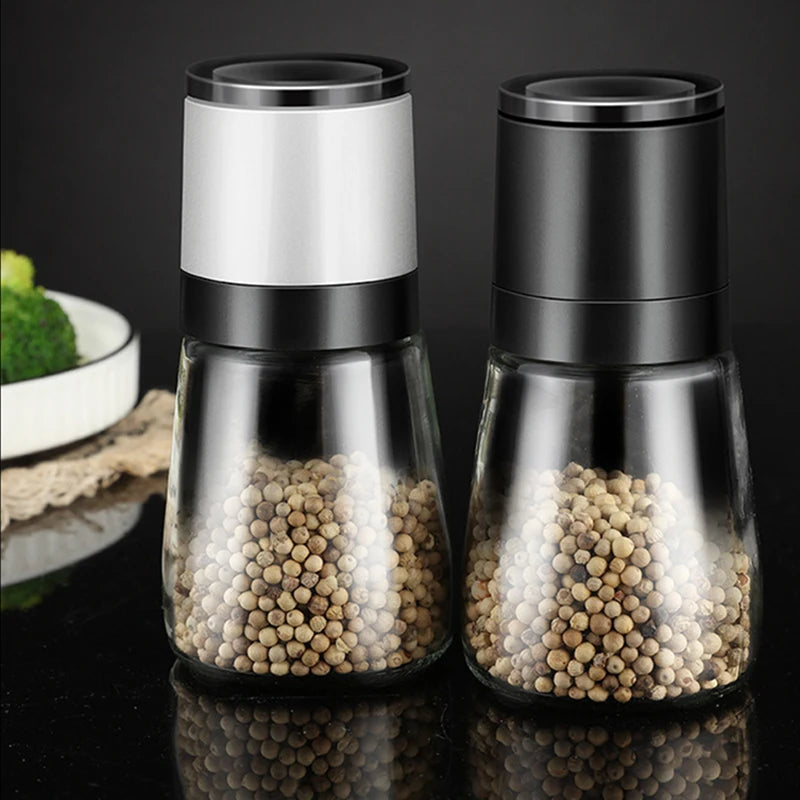 Stainless Steel Salt And Pepper Mill Grinder Refillable Pepper Shaker With Adjustable Thickness Spice Container Kitchen Grinder