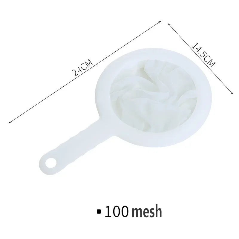 Nylon Ultra-fine Filter Mesh Sieve Soy Juice Coffee Milk Food Strainer Spoon Kitchen Colanders Gadgets 100/200/400 Mesh Filter