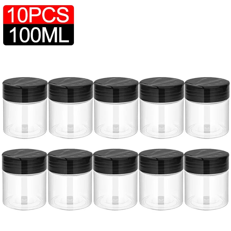 10/1PCS Clear Spices Bottle Salt Pepper Shakers Plastic Barbecue Seasoning Jars Condiment Box Home Kitchen Powder Storage Can