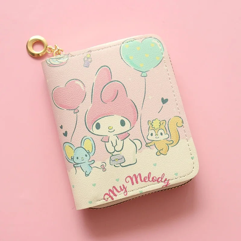 🎀 Cute Kawaii Sanrio Wallet – Stylish & Compact Short Zipper Purse | Card Holder | Fashionable & Lightweight | Perfect for Students & Everyday Use ✨