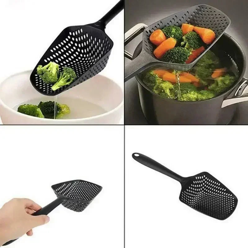 1PC Spoon Filter Cooking Shovel Strainer Scoop Nylon Spoon Kitchen Accessories Nylon Strainer Scoop Colander Leaking Shovel Tool