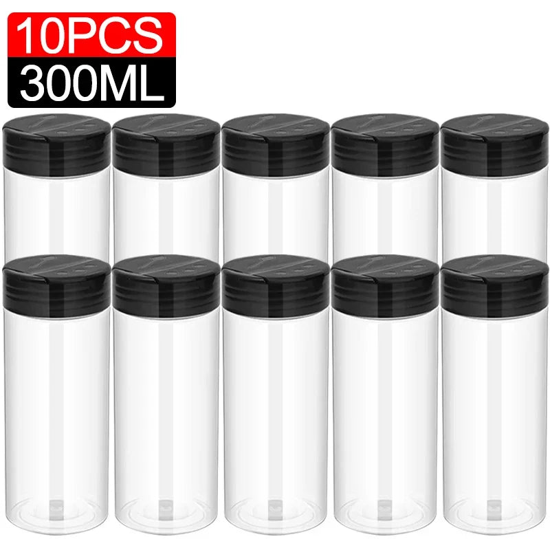 10/1PCS Clear Spices Bottle Salt Pepper Shakers Plastic Barbecue Seasoning Jars Condiment Box Home Kitchen Powder Storage Can