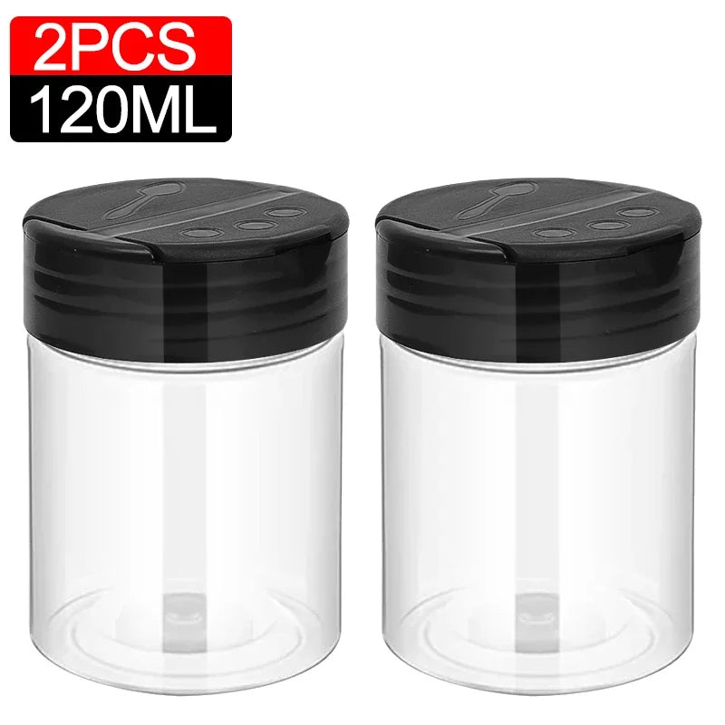 10/1PCS Clear Spices Bottle Salt Pepper Shakers Plastic Barbecue Seasoning Jars Condiment Box Home Kitchen Powder Storage Can