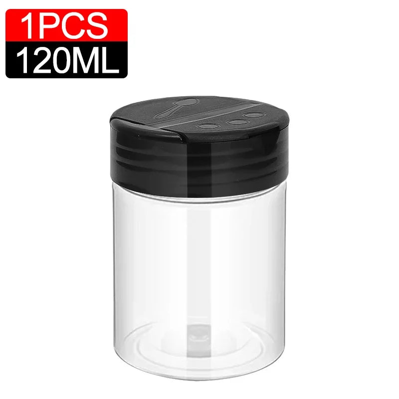 10/1PCS Clear Spices Bottle Salt Pepper Shakers Plastic Barbecue Seasoning Jars Condiment Box Home Kitchen Powder Storage Can