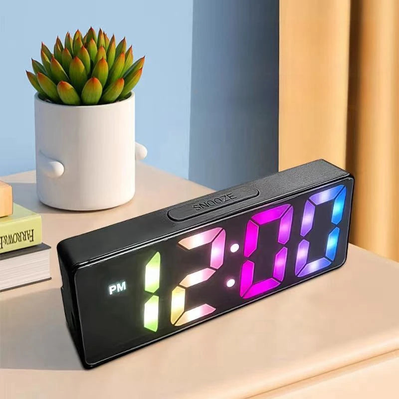 Voice Control LED Alarm Clock – Smart Digital Table Clock with Dual Alarms, Temperature Display, Snooze, Night Mode & USB Power