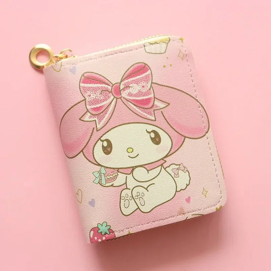 🎀 Cute Kawaii Sanrio Wallet – Stylish & Compact Short Zipper Purse | Card Holder | Fashionable & Lightweight | Perfect for Students & Everyday Use ✨