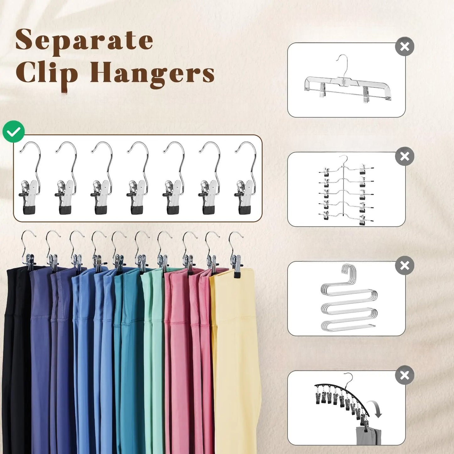 10 pinzas de acero inoxidable con gancho: organizador de ropa y clip portátil para colgar para una gestión eficiente de la ropa 