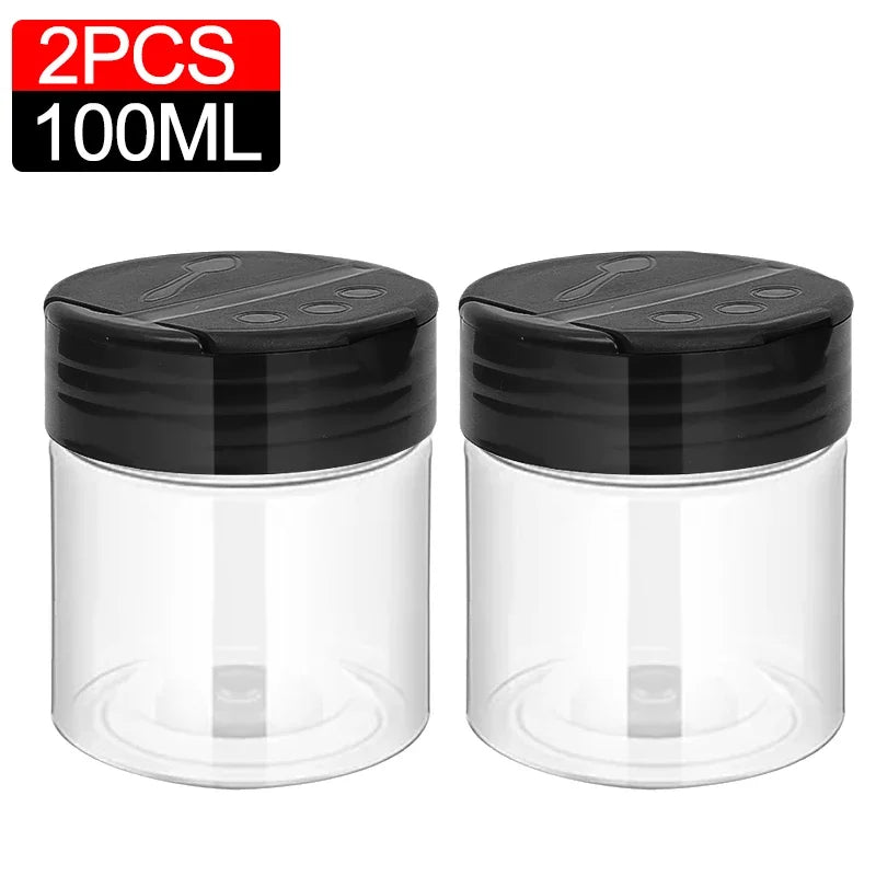 10/1PCS Clear Spices Bottle Salt Pepper Shakers Plastic Barbecue Seasoning Jars Condiment Box Home Kitchen Powder Storage Can