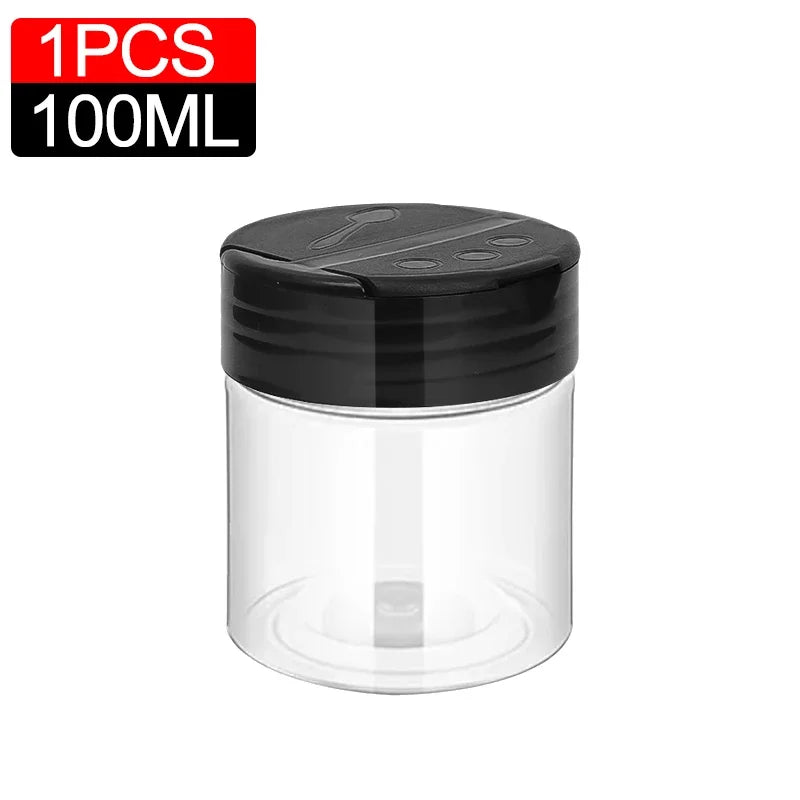 10/1PCS Clear Spices Bottle Salt Pepper Shakers Plastic Barbecue Seasoning Jars Condiment Box Home Kitchen Powder Storage Can