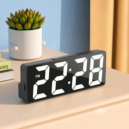 Voice Control LED Alarm Clock – Smart Digital Table Clock with Dual Alarms, Temperature Display, Snooze, Night Mode & USB Power