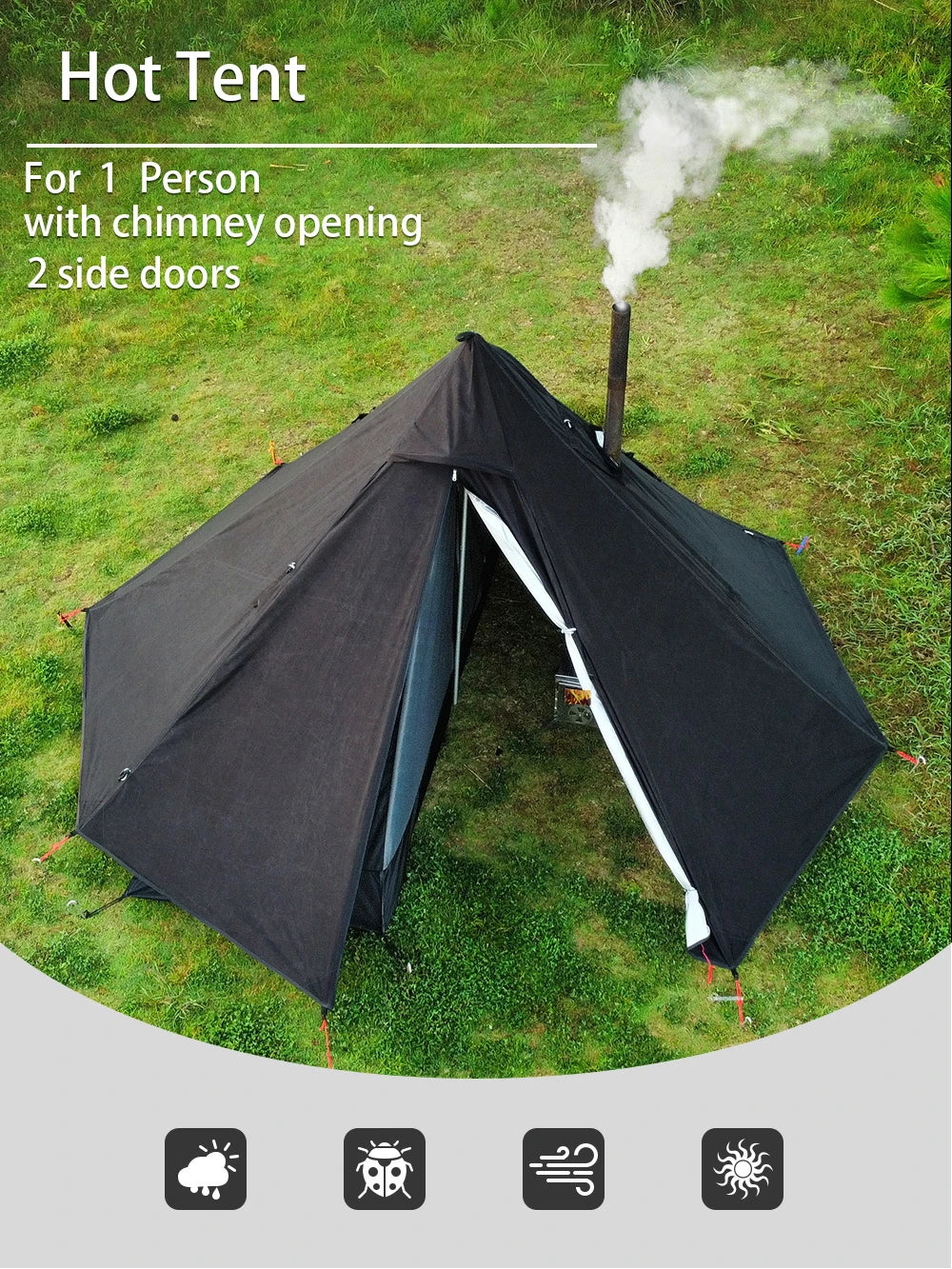 🔥 Ultralight 1-Person Camping Hot Tent ⛺ Pyramid Tipi Design | Double Layer | Chimney Window | Bushcraft & Outdoor Adventure Ready 🚀