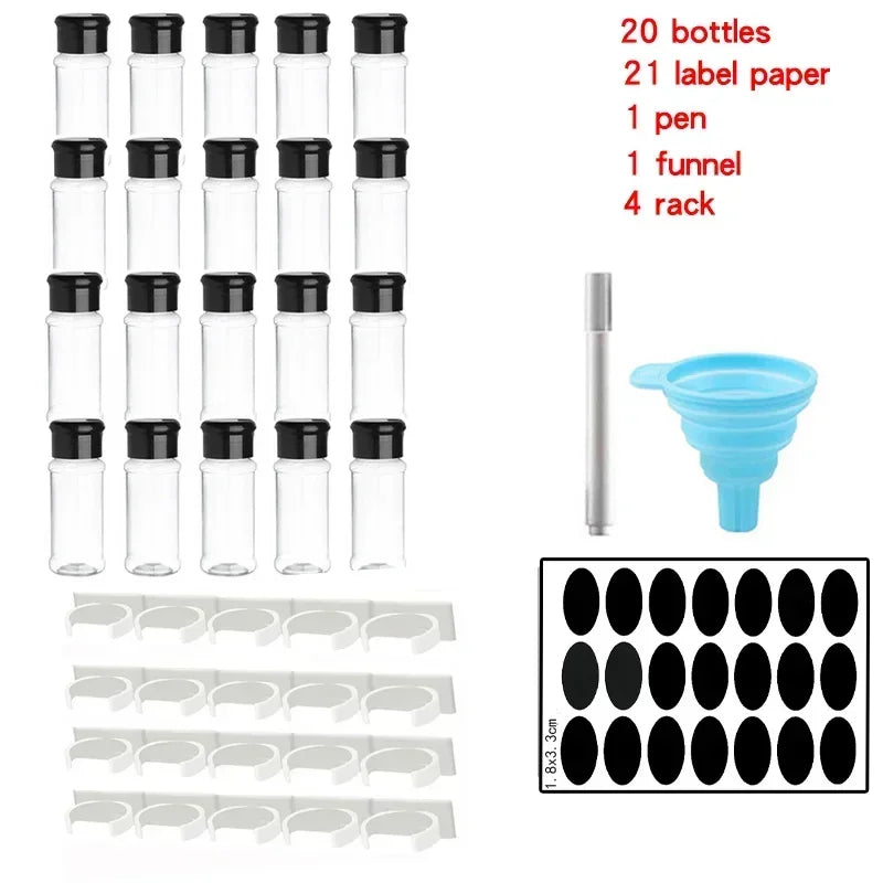 Spice Jars Set 5/10/15/20PC Jars for Spices Salt and Pepper Shaker Seasoning Jar Spice Organizer Plastic Barbecue Condiment