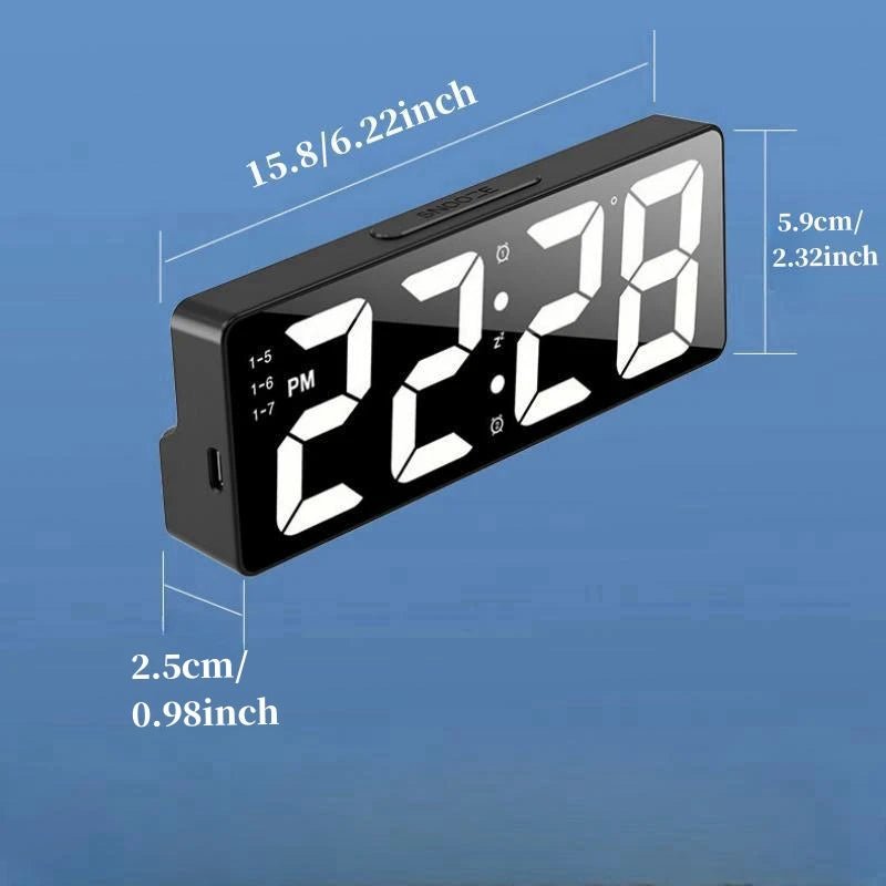 Voice Control LED Alarm Clock – Smart Digital Table Clock with Dual Alarms, Temperature Display, Snooze, Night Mode & USB Power