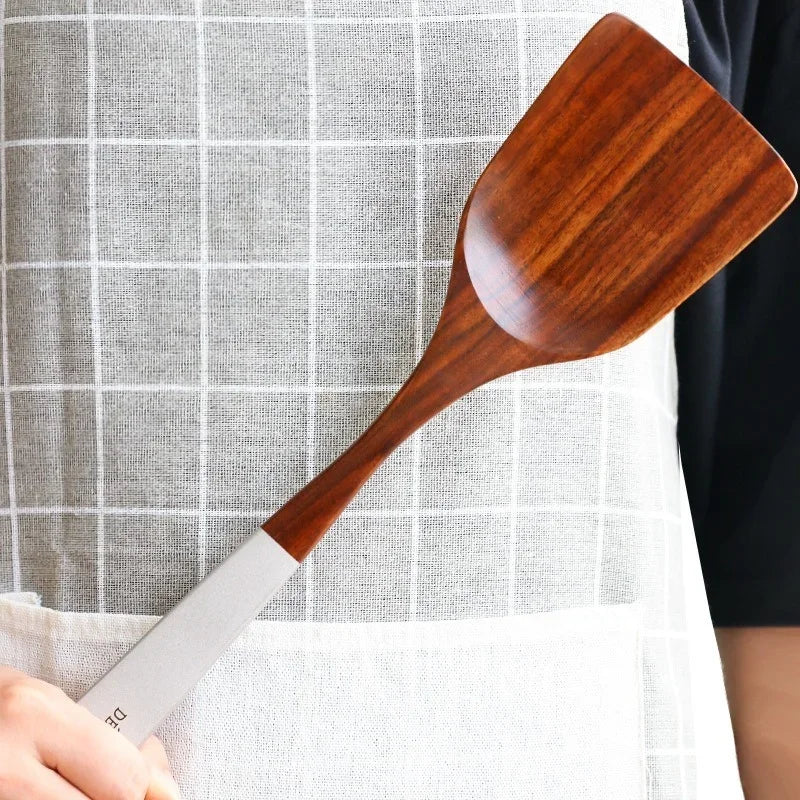 Thailand Teak Natural Wood Tableware Spoon Ladle Turner Long Rice Colander Soup Skimmer Cooking Spoons Scoop Kitchen Tool Set