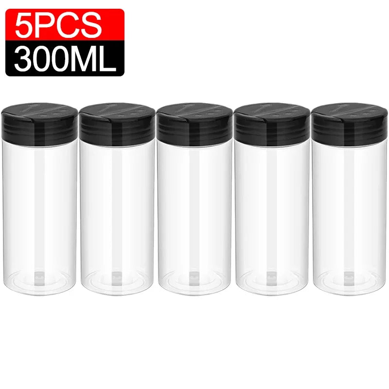 10/1PCS Clear Spices Bottle Salt Pepper Shakers Plastic Barbecue Seasoning Jars Condiment Box Home Kitchen Powder Storage Can