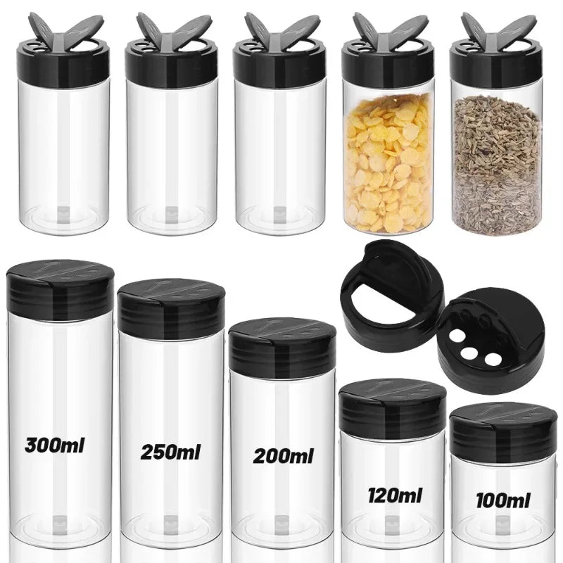 10/1PCS Clear Spices Bottle Salt Pepper Shakers Plastic Barbecue Seasoning Jars Condiment Box Home Kitchen Powder Storage Can