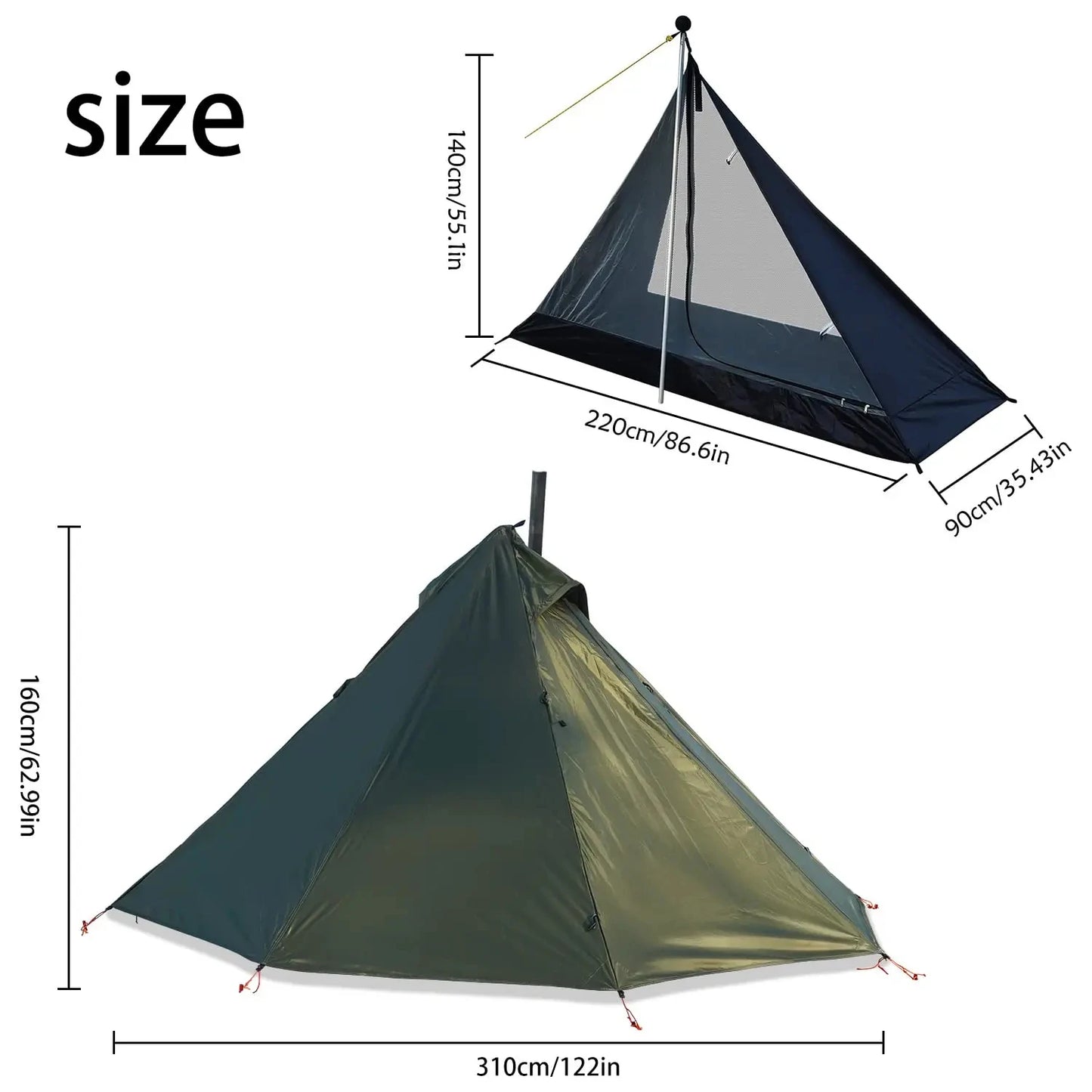 🔥 Ultralight 1-Person Camping Hot Tent ⛺ Pyramid Tipi Design | Double Layer | Chimney Window | Bushcraft & Outdoor Adventure Ready 🚀