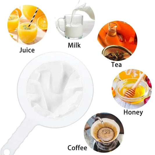 Nylon Ultra-fine Filter Mesh Sieve Soy Juice Coffee Milk Food Strainer Spoon Kitchen Colanders Gadgets 100/200/400 Mesh Filter