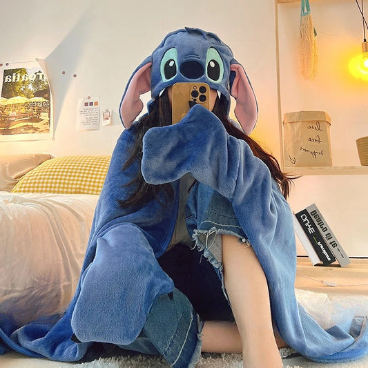Stitch Hooded Cloak Blanket. Big Blanket With Hat Stitch Warm Blanket