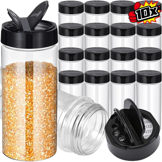 10/1PCS Clear Spices Bottle Salt Pepper Shakers Plastic Barbecue Seasoning Jars Condiment Box Home Kitchen Powder Storage Can