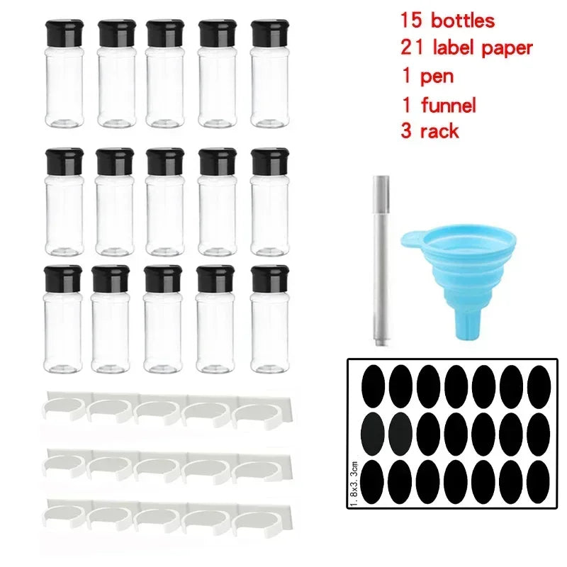 Spice Jars Set 5/10/15/20PC Jars for Spices Salt and Pepper Shaker Seasoning Jar Spice Organizer Plastic Barbecue Condiment