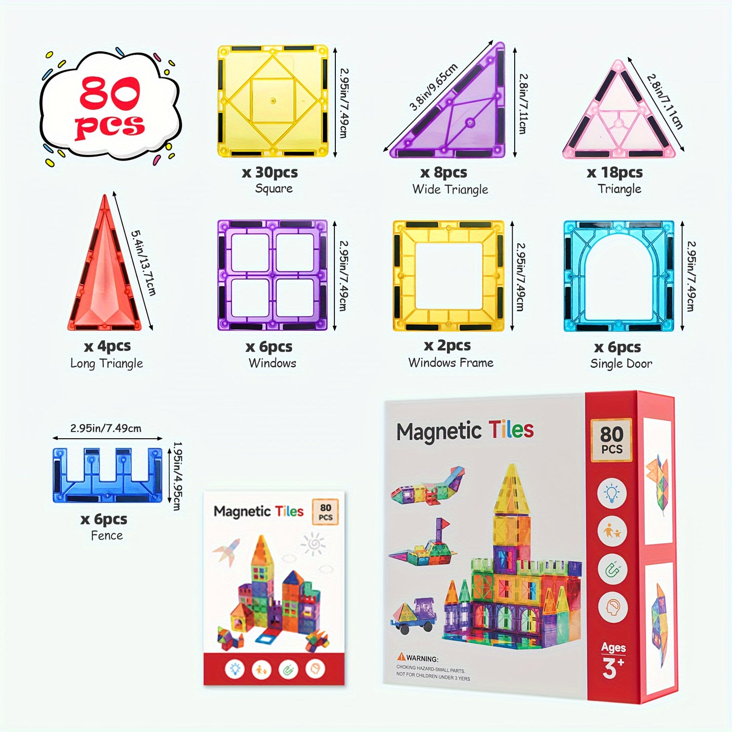 Magnetic Tiles Building Set with 2 Cars – 3D Diamond Magnet Blocks for Kids, STEM Learning & Sensory Play, 3-8 Years, Educational Toy Gift