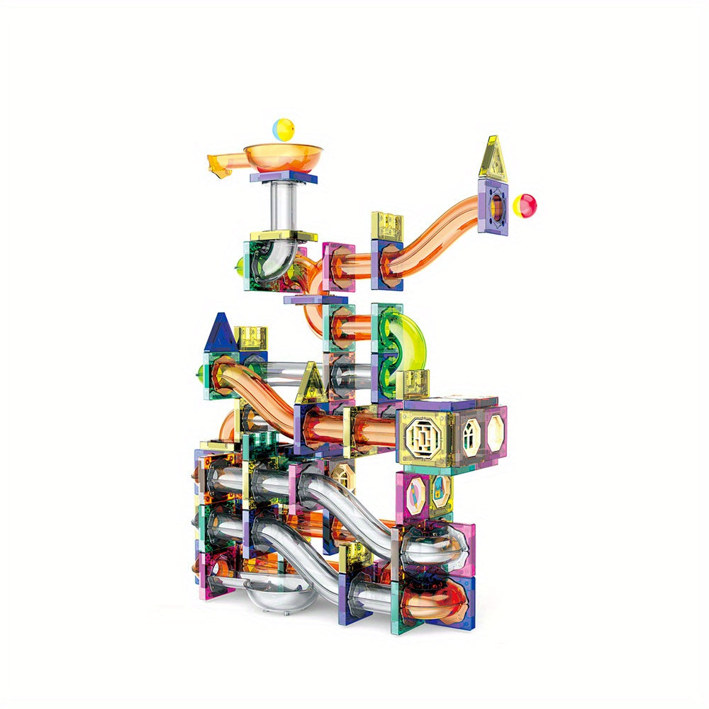 Magnetic Marble Run Set –126pcs Magnetic 3D STEM Building Blocks for Kids, Creative Learning & Fun Toy with Strong Magnetic Tiles